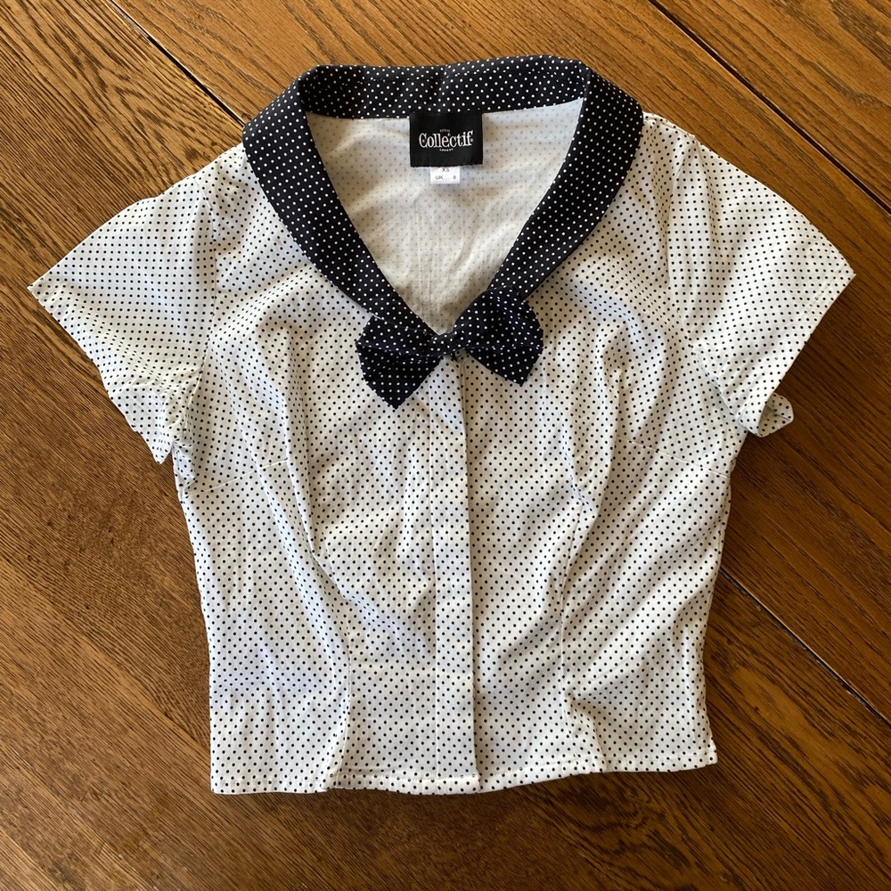 Collectif Polka Dot Retro Blouse